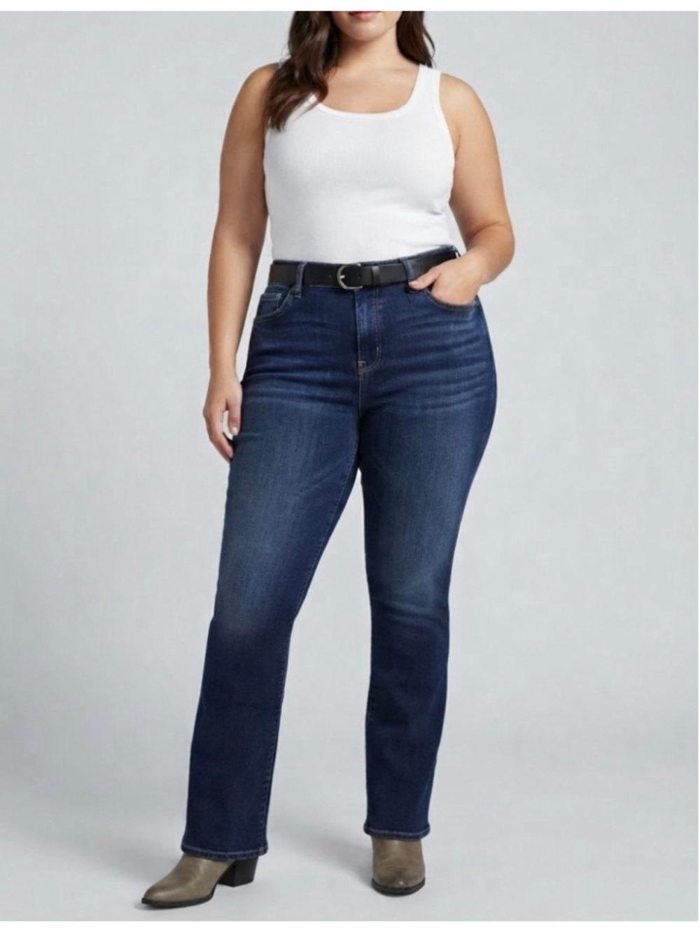 Silver Jeans Co. Avery Slim Boot Cut Jeans Dark Blue Denim Women's Plus Size 18W